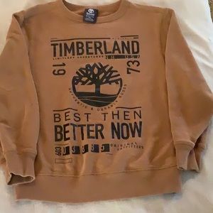 Timberland sweatshirt. Size 8 small. Camel color with black lettering